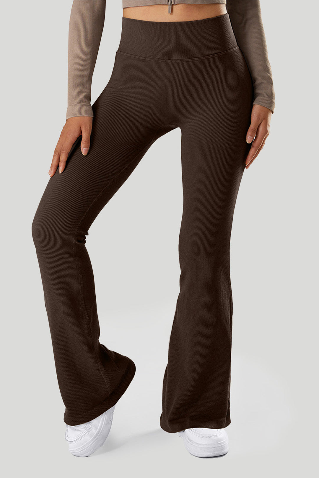 Solid Ribbed Flared Seamless Legging