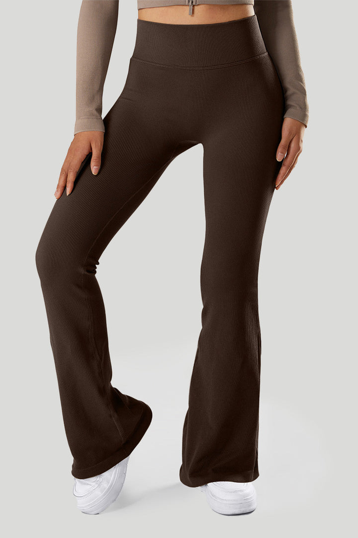Solid Ribbed Flared Seamless Legging